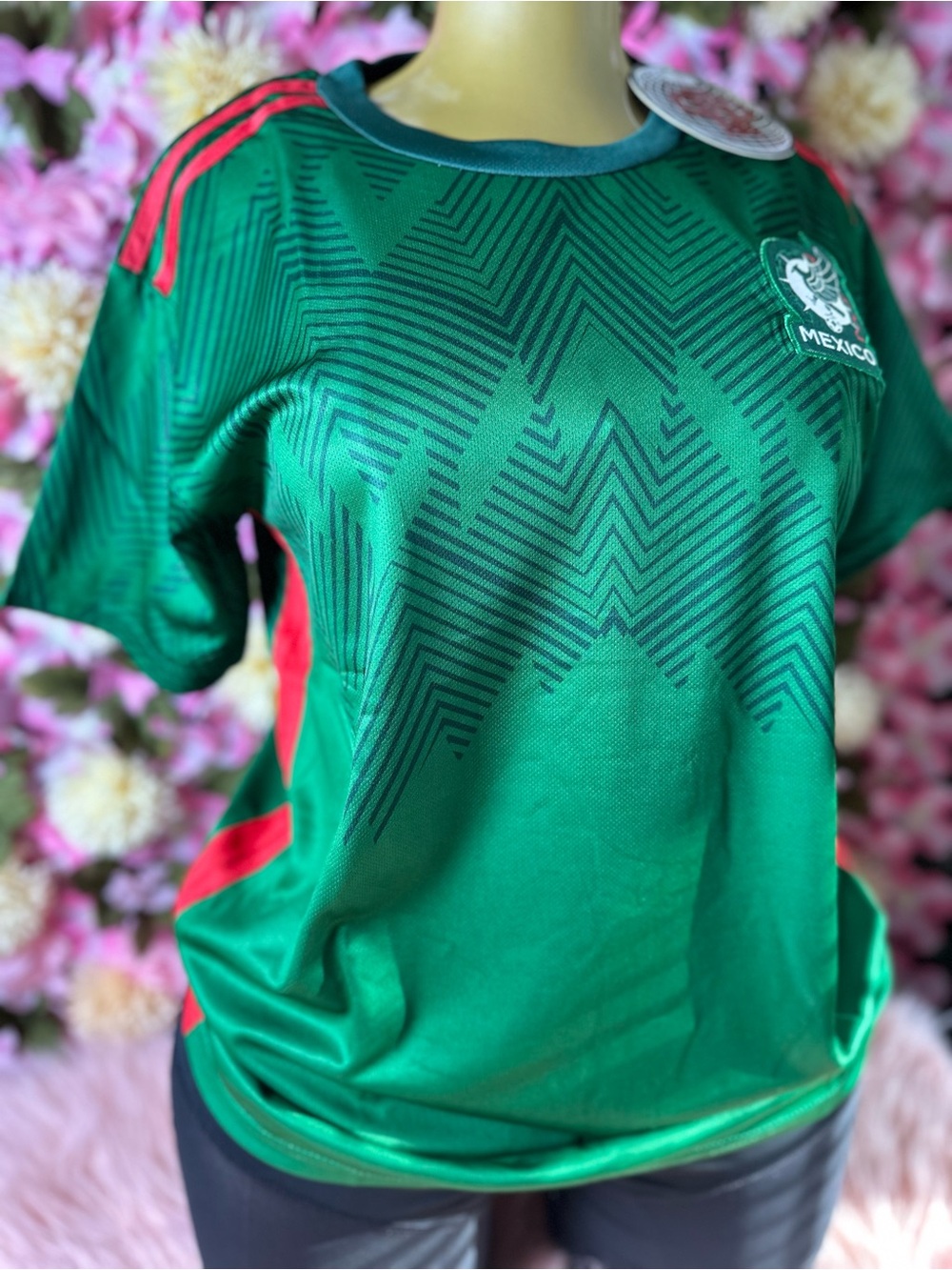Unisex Mexico Green Men's Soccer Jersey - Team Graphic Short Sleeve Shirt - Picture 3 of 7